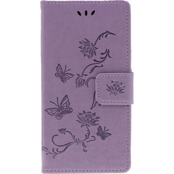 Shop4 - iPhone 11 Pro Hoesje - Wallet Case Bloemen Vlinder Paars