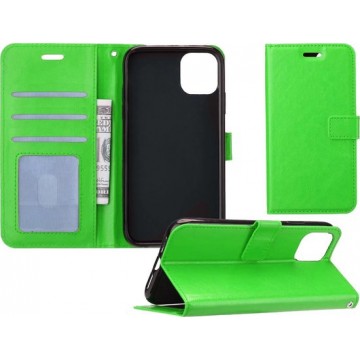 iPhone 11 Pro Hoesje Wallet Case Bookcase Hoes Lederen Look - Groen