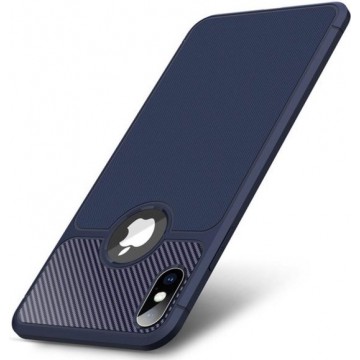 Apple iPhone X / XS hoesje - Donkerblauw - Carbon Soft TPU case