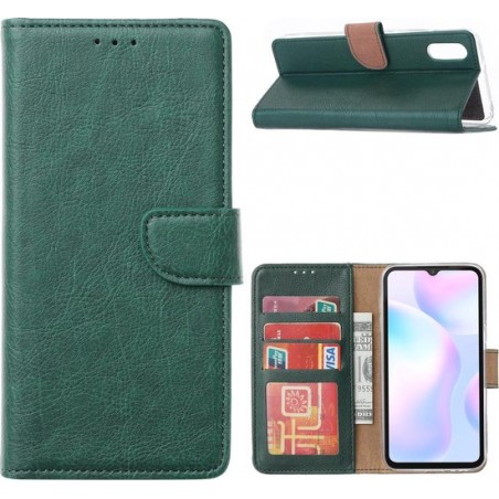 Xiaomi Redmi 9A - Bookcase Groen - portemonee hoesje