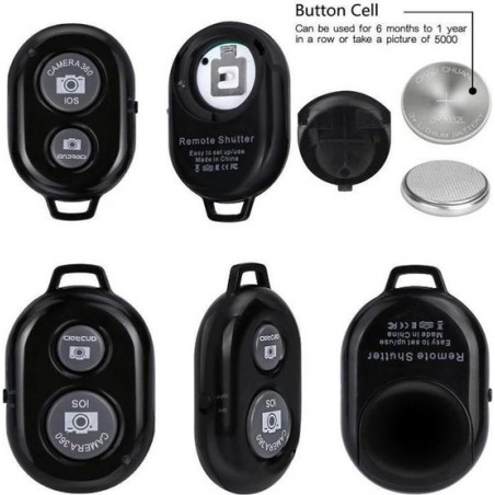Bluetooth remote shutter afstandsbediening voor smartphone (iPhone en Android) camera - ZWART