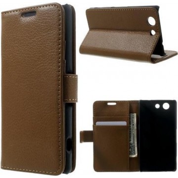Litchi wallet hoesje bruin Sony Xperia Z3 Compact
