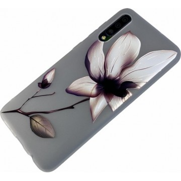 Samsung Galaxy A20e - Silicone bloemen hoesje Kim transparant wit