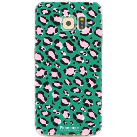 FOONCASE Samsung Galaxy S6 hoesje TPU Soft Case - Back Cover - WILD COLLECTION / Luipaard / Leopard print / Groen
