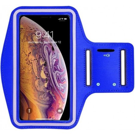 Samsung Galaxy A71 Sport / Hardloop Armband (BLAUW) Spatwaterdicht, Reflecterend, Neopreen, Comfortabel met Sleutelhouder