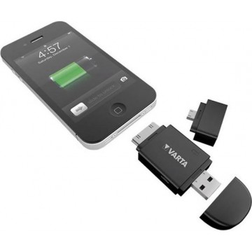 Varta mini portable powerbank 400mAh - 30 pins - micro USB- Iphone 4 - Ipad - Samsung - zwart