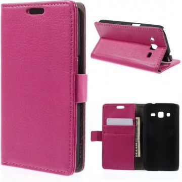 Litchi wallet hoesje Samsung Galaxy Core Prime pink