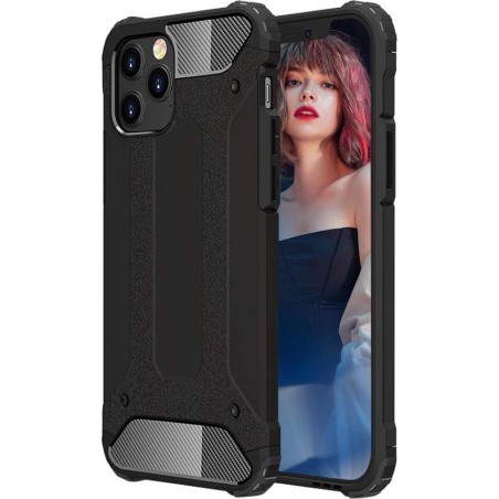 iPhone 12 Armor Hybrid Hoesje - Zwart