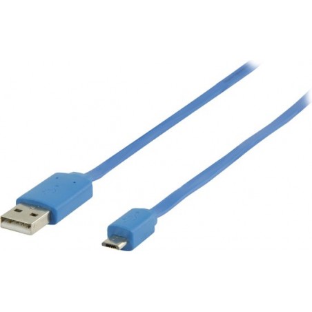 Nedis USB Micro B naar USB-A platte kabel - USB2.0 - tot 1A / blauw - 1 meter