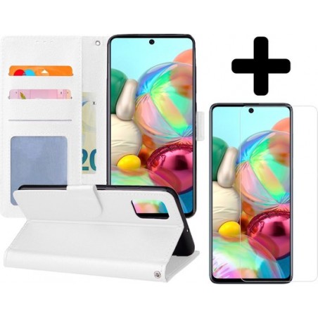 Samsung Galaxy A71 Hoesje Book Case Hoes Wit Met Screenprotector