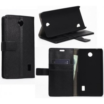 Litchi Cover wallet case hoesje Huawei Y635 zwart