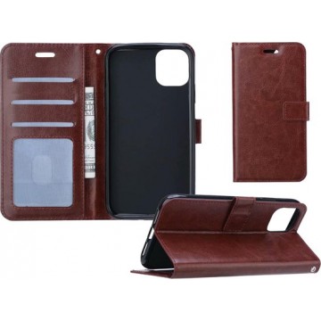 iPhone 11 Hoesje Wallet Case Bookcase Flip Hoes Lederen Look - Bruin