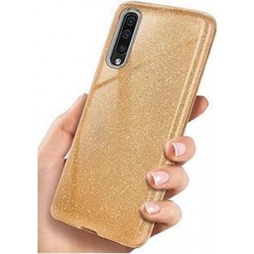 Samsung A50 Siliconen Glitter Hoesje Goud