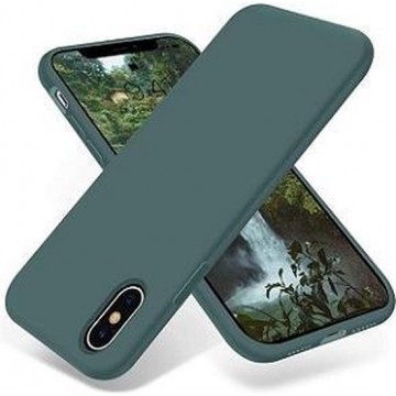 iPhone XR Siliconen Hoesje Pastelkleur Donker Groen