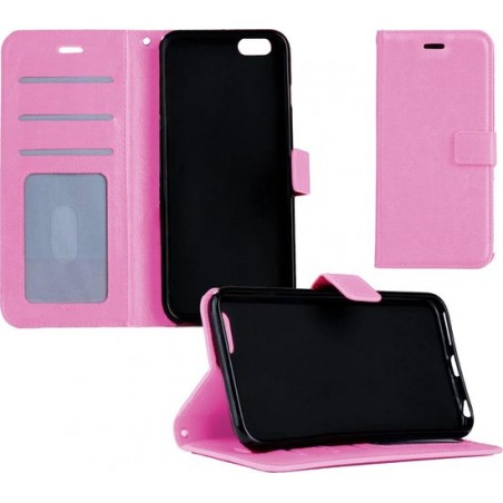 iPhone 6 Flip Wallet Hoesje Cover Book Case Flip Hoes Licht Roze