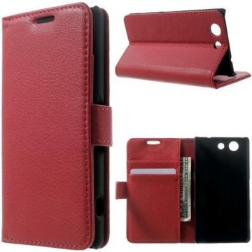 Litchi wallet hoesje rood Sony Xperia Z3 Compact