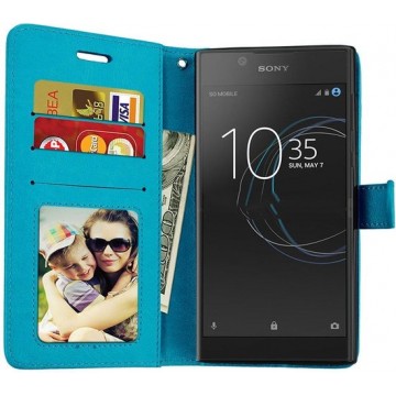 Sony Xperia XZ2 Compact Book PU lederen Portemonnee hoesje Book case Turquoise