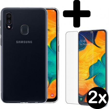 Samsung Galaxy A20 Hoesje Siliconen Case Hoes Met 2x Screenprotector