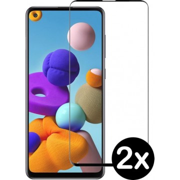 Samsung Galaxy A21s Screenprotector Gehard Glas Full Cover 3D - 2 PACK