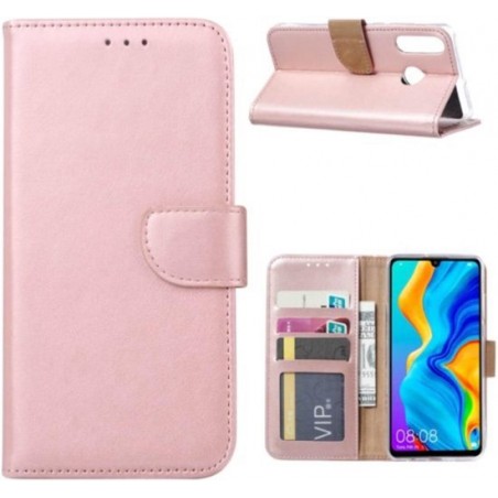 Huawei P30 Lite - Bookcase Rose Goud - portemonee hoesje