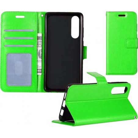 Samsung Galaxy A50 Hoesje Wallet Case Bookcase Hoes Lederen Look - Groen