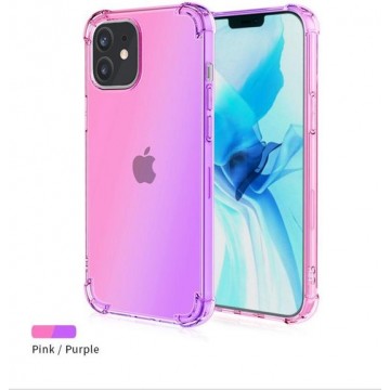 iPhone XR hoesje - transparant hoesje - regenboog roze/paars - siliconen - leuke kleur - hoesje met print - LunaLux