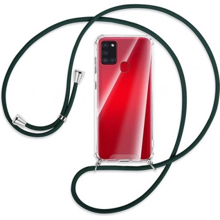 Samsung Galaxy A21S Hoesje Case met Schouder Nek Draagriem - Ketting Koort Lanyard Schouder Tas