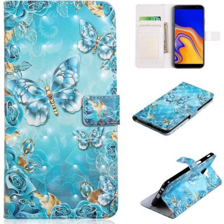 Huawei P Smart 2018 - Bookcase Blue Butterfly - portemonee hoesje