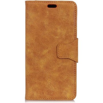 Shop4 - iPhone Xr Hoesje - Wallet Case Matte Retro Look Licht Bruin