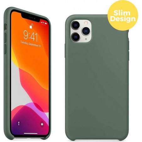 iPhone 11 Pro Telefoonhoesje | Soft Touch Siliconen Smartphone Case | Back Cover Dennen Groen