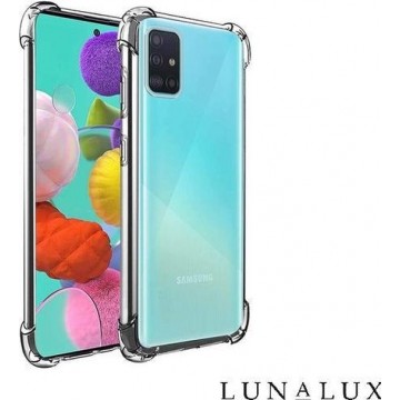 Samsung Galaxy A51 siliconen hoesje transparant shock proof hoes case cover - Telefoonhoesje transparant - LunaLux