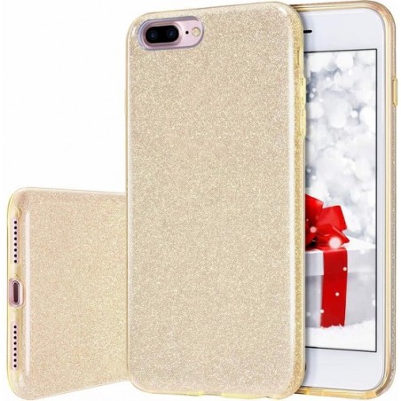 iPhone SE 2 2020 / 7 / 8 Hoesje Glitters Siliconen TPU Case Goud - BlingBling Cover