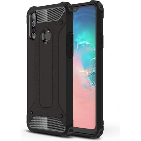 Samsung Galaxy A20S Armor Hybrid Hoesje - Zwart