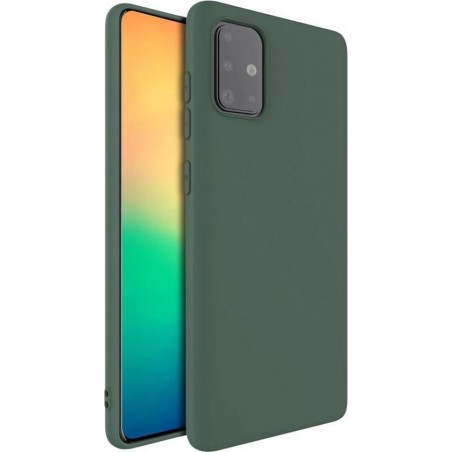 Samsung Galaxy A71 Hoesje - Siliconen Backcover - Donker Groen