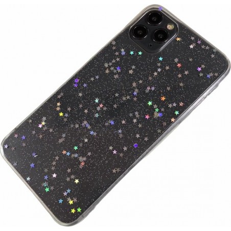 Apple iPhone 11 Pro Max - Glitter zacht hoesje Lynn transparant ster