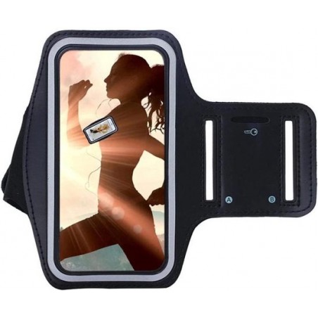 Samsung Galaxy A20E Sport / Hardloop Armband (ZWART) Spatwaterdicht, Reflecterend, Neopreen, Comfortabel met Sleutelhouder