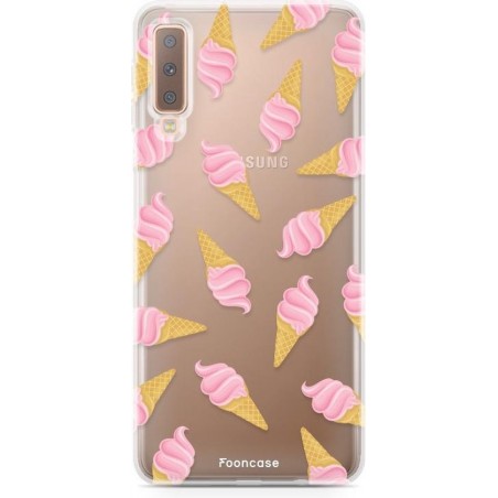 FOONCASE Samsung Galaxy A7 2018 hoesje TPU Soft Case - Back Cover - Ice Ice Baby / Ijsjes / Roze ijsjes