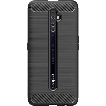 Shop4 - Oppo Reno Z Hoesje - Zachte Back Case Brushed Carbon Zwart