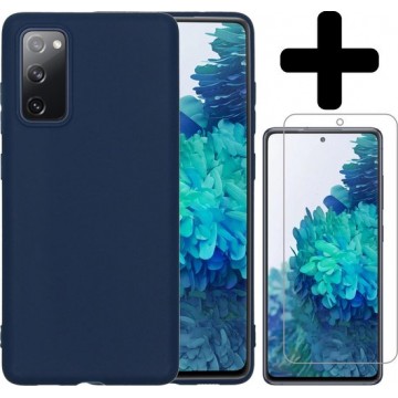 Samsung S20 FE Hoesje Siliconen Case - Samsung Galaxy S20 FE Hoes Donkerblauw Met Screenprotector
