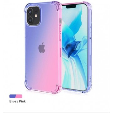 iPhone 12 Mini (5.4) hoesje - transparant hoesje - regenboog paars/blauw - siliconen - leuke kleur - hoesje met print - LunaLux