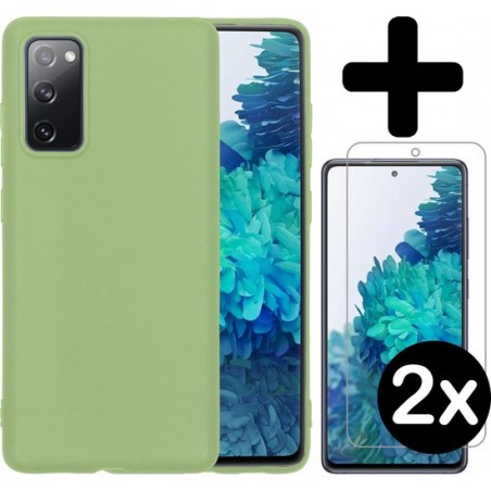 Samsung S20 FE Hoesje Siliconen Case - Samsung Galaxy S20 FE Hoes Groen Met 2x Screenprotector