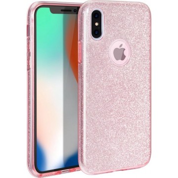 iPhone X / XS Hoesje Glitters Siliconen TPU Case Rose - BlingBling Cover