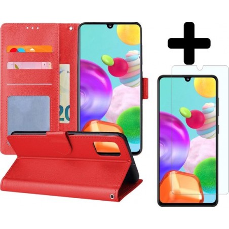 Samsung Galaxy A41 Hoesje Book Case Hoes Rood Met Screenprotector