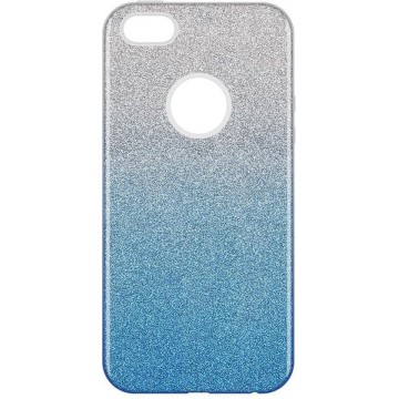 Apple iPhone 5, 5s & SE Hoesje - Glitter Backcover - Blauw & Silver