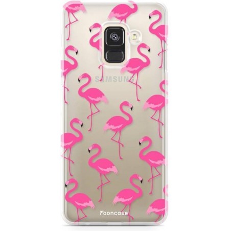 FOONCASE Samsung Galaxy A8 2018 hoesje TPU Soft Case - Back Cover - Flamingo