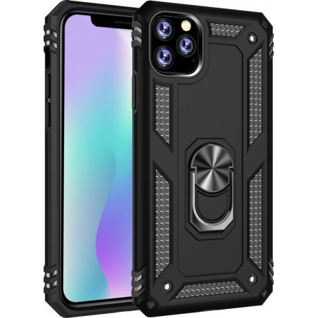 iPhone 11 Hoesje - Anti-Shock Hybrid Ring Armor zwart