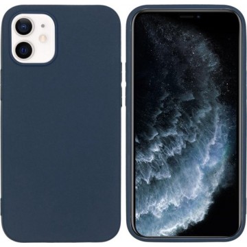 iPhone 12 Mini hoesje - iPhone 12 Mini case - hoesje iPhone 12 Mini - Siliconen hoesje - Donkerblauw - iMoshion Color Backcover