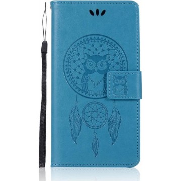 Shop4 - Huawei Mate 20 Lite Hoesje - Wallet Case Dromenvanger Uil Licht Blauw
