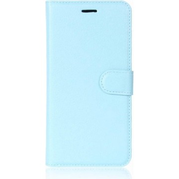 Shop4 - iPhone Xs Hoesje - Wallet Case Lychee Licht Blauw