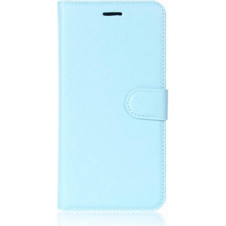 Shop4 - iPhone Xs Hoesje - Wallet Case Lychee Licht Blauw